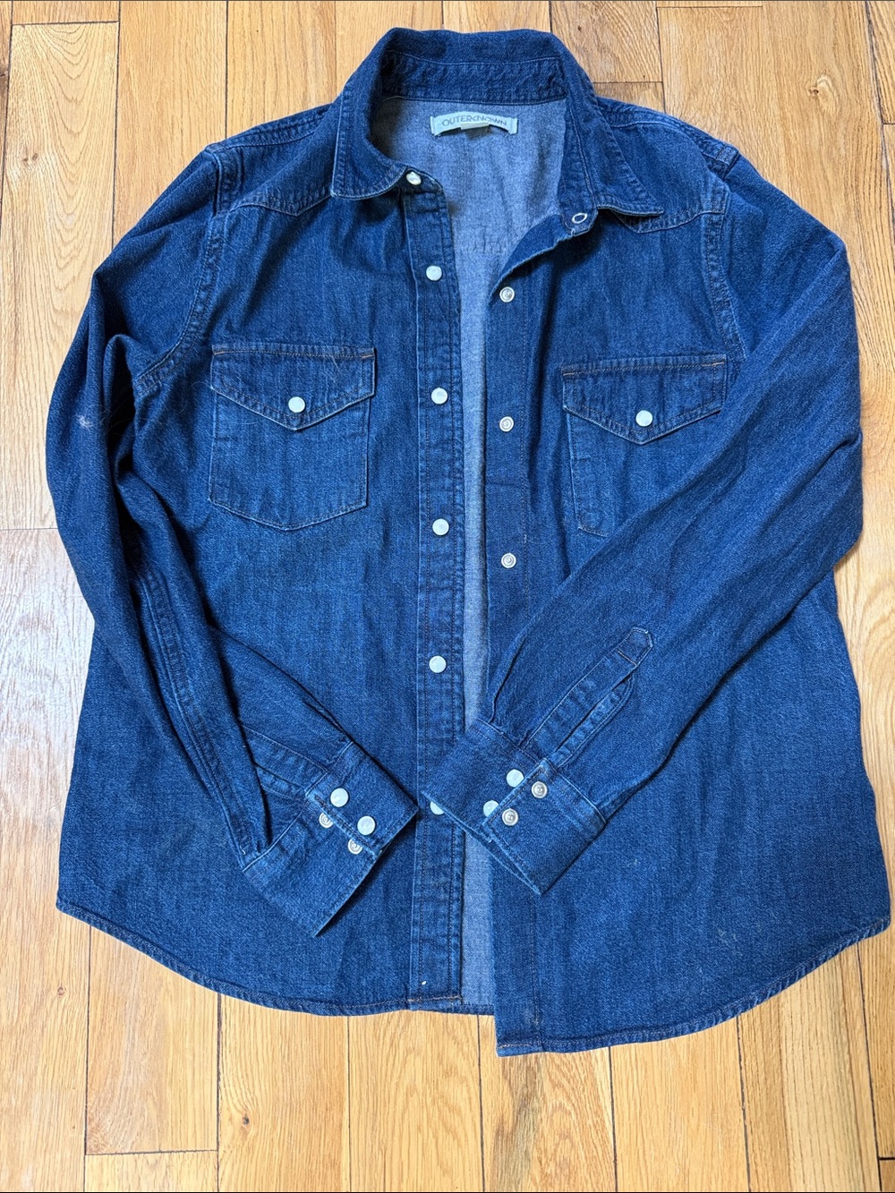 Outerknown Indigo Denim Snap-Front Shirt